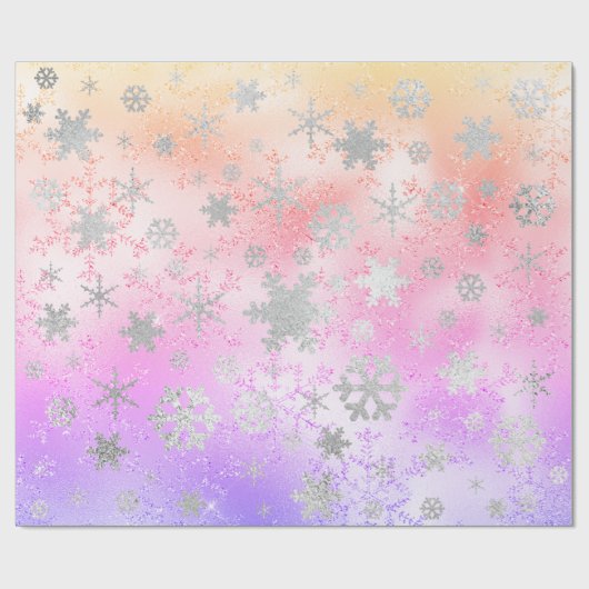 Elegant Holografisch kerstsnowflake-patroon Cadeaupapier (Vlak)