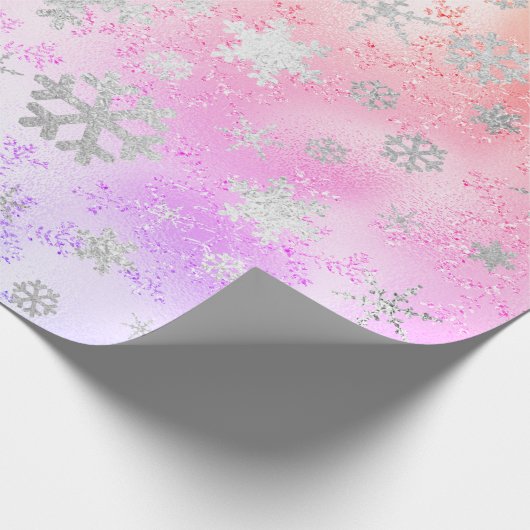 Elegant Holografisch kerstsnowflake-patroon Cadeaupapier (Hoek)