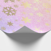 Elegant Holografisch kerstsnowflake-patroon Cadeaupapier (Hoek)