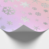 Elegant Holografisch kerstsnowflake-patroon Cadeaupapier (Hoek)