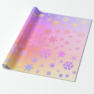 Elegant Holografisch kerstsnowflake-patroon Cadeaupapier