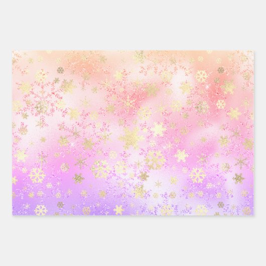 Elegant Holografisch kerstsnowflake-patroon Inpakpapier Vel (Voorkant 3)