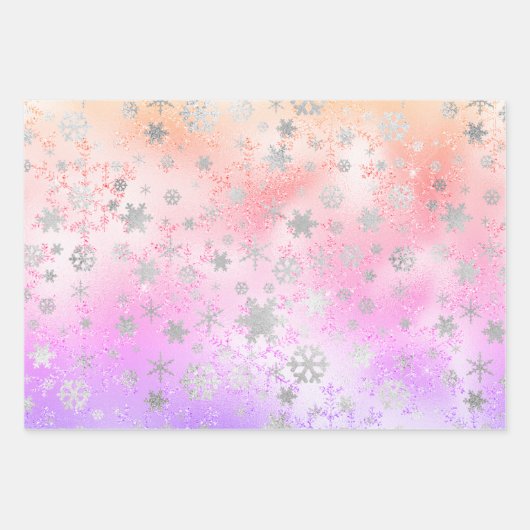 Elegant Holografisch kerstsnowflake-patroon Inpakpapier Vel (Voorkant 2)