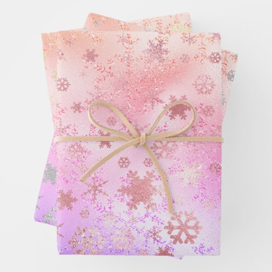 Elegant Holografisch kerstsnowflake-patroon Inpakpapier Vel (In situ)