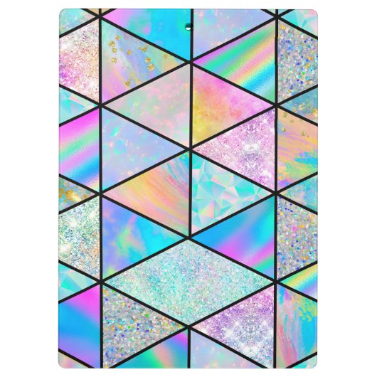 Elegant holografisch kleurrijk schetsboek klembord (Achterkant)