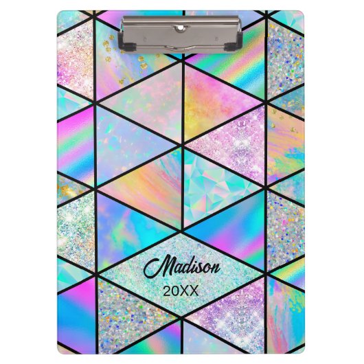 Elegant holografisch kleurrijk schetsboek klembord (Voorkant)