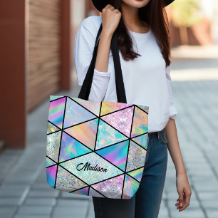 Elegant holografisch kleurrijk tote bag