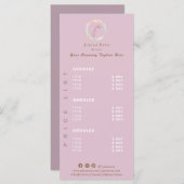Elegant holografisch monogram roze prijslijst menu (Voorkant / Achterkant)
