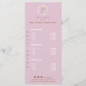 Elegant holografisch monogram roze prijslijst menu (Voorkant)