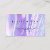 Elegant Holografisch Paars Visitekaartje (Achterkant)
