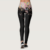 Elegant holografisch Roos Gold Glitter Zwart Leggings (Achterkant)