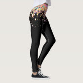 Elegant holografisch Roos Gold Glitter Zwart Leggings (Rechts)
