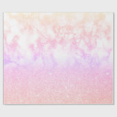 Elegant holografisch roos goudglitter marmer cadeaupapier (Vlak)