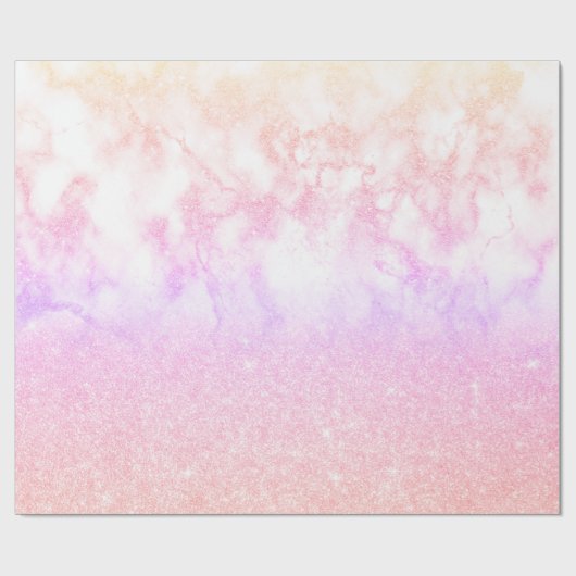 Elegant holografisch roos goudglitter marmer cadeaupapier (Vlak)