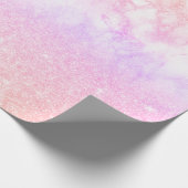 Elegant holografisch roos goudglitter marmer cadeaupapier (Hoek)