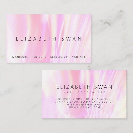 Elegant holografisch roze Visitekaartje (Voorkant / Achterkant)