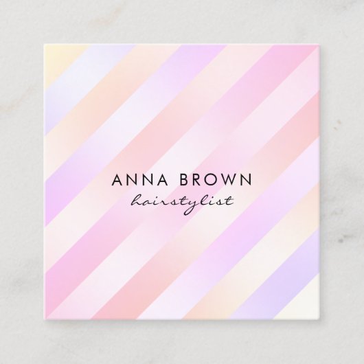 Elegant holografisch schaar gestreepte haarstylist vierkante visitekaartje (Voorkant)