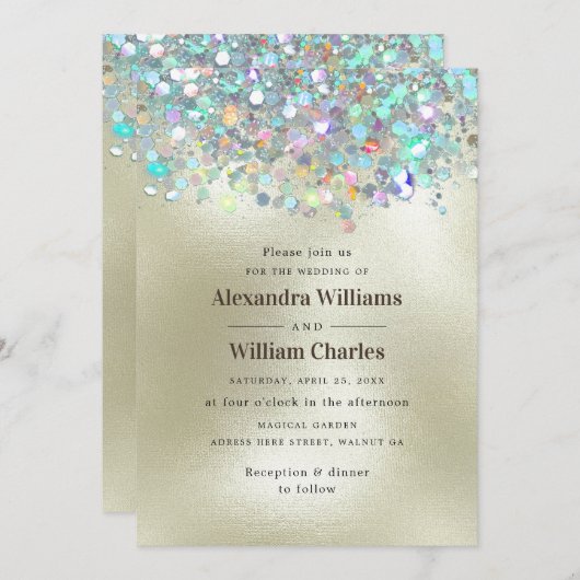 Elegant Holografisch Sparkly Glitter Modern Goud Kaart (Voorkant / Achterkant)