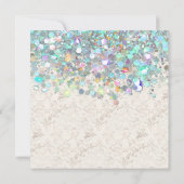 Elegant holografisch sprankelend zwart ivoor save the date (Achterkant)