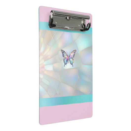 Elegant holografisch vlinder mini klembord (Schuin)
