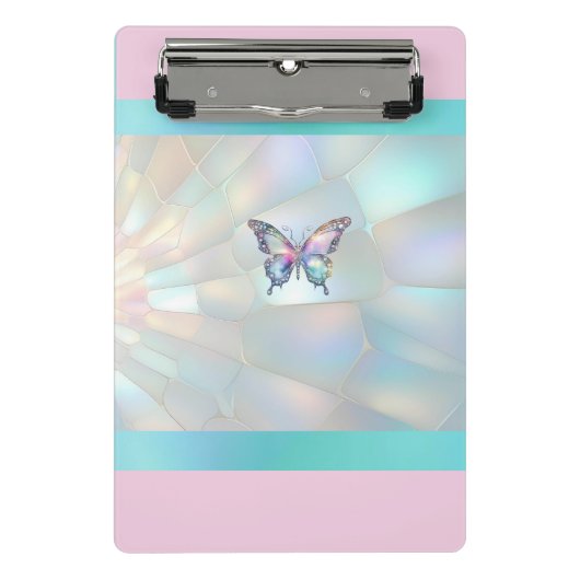 Elegant holografisch vlinder mini klembord (Voorkant)