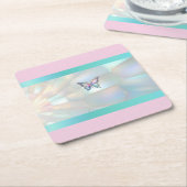 Elegant holografisch vlinderpapier Onderzetter (Schuin)