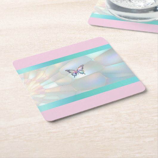 Elegant holografisch vlinderpapier Onderzetter (Schuin)