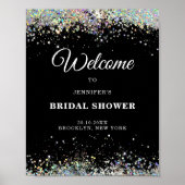 Elegant holografisch VRIJGEZELLENFEEST zwart Poster (Voorkant)