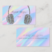 Elegant holografisch, zilver Glitter Headphone DJ Visitekaartje (Voorkant / Achterkant)