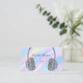 Elegant holografisch, zilver Glitter Headphone DJ Visitekaartje (Staand voorkant)
