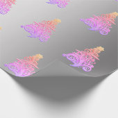 Elegant holografisch zilver kerstboompatroon cadeaupapier (Hoek)