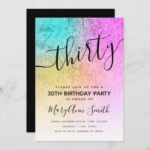 Elegant Hologram Glitter Birthday Derty Kaart