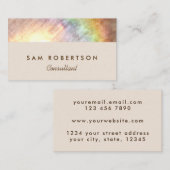 Elegant Holographic Beige Rainbow Visitekaartje (Voorkant / Achterkant)