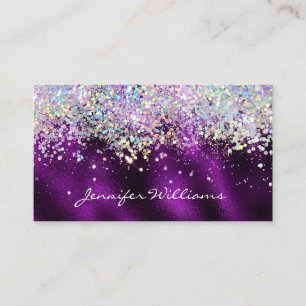 Elegant Holographic Bling Sparkle Glitter Paars Visitekaartje