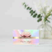 Elegant Holographic, Bokeh Gold, Lotus Flower Yoga Visitekaartje (Staand voorkant)