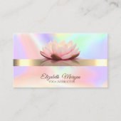 Elegant Holographic, Bokeh Gold, Lotus Flower Yoga Visitekaartje (Voorkant)