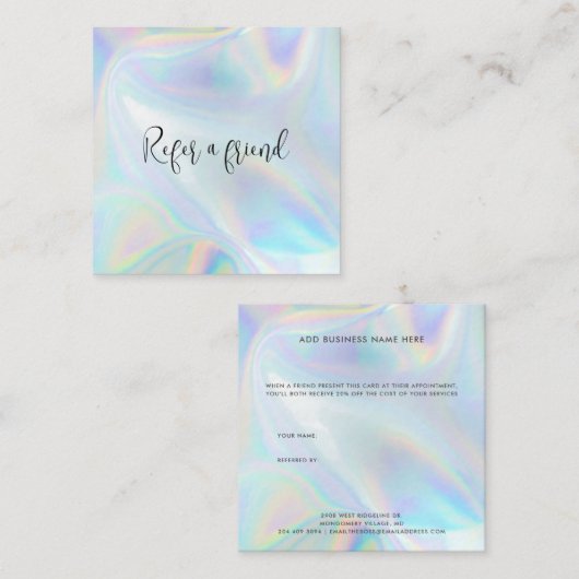 Elegant holographic Business Script Aanbevelingskaartje (Voorkant / Achterkant)