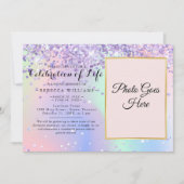 Elegant Holographic Celebration of life Invitation Kaart (Voorkant)