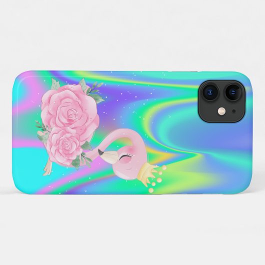 Elegant Holographic Cute Baby Flamingo Case-Mate iPhone Case (Achterkant (horizontaal))