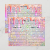 Elegant holographic Drip Gold Glitter Recipe Kaart (Voorkant / Achterkant)