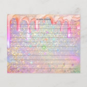 Elegant holographic Drip Gold Glitter Recipe Kaart (Achterkant)