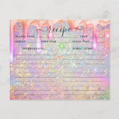Elegant holographic Drip Gold Glitter Recipe Kaart (Voorkant)