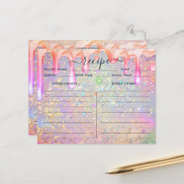 Elegant holographic Drip Gold Glitter Recipe Kaart