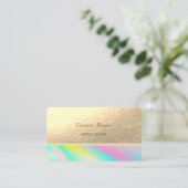 Elegant holographic Faux Gold,Pearls Visitekaartje (Staand voorkant)