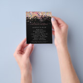 Elegant Holographic Glitter Beauty Salon Black Flyer (Hand)