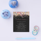 Elegant Holographic Glitter Beauty Salon Black Flyer (Enkel)