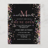 Elegant Holographic Glitter Black We zijn open sal Flyer (Achterkant)