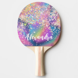 Elegant Holographic Glitter Colorful Tafeltennisbatje