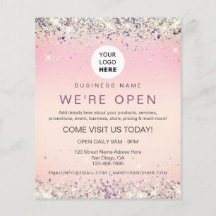 Elegant holographic Glitter Custom Logo Roze broch Flyer