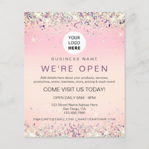 Elegant holographic Glitter Custom Logo Roze broch Flyer